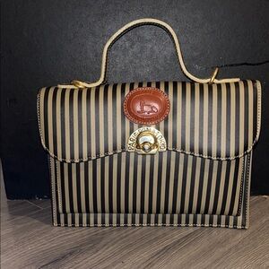 Classic Black and Tan Striped Shoulder Bag